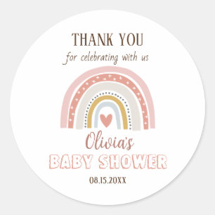 Waterverf Boho Rainbow Baby shower Ronde Sticker
