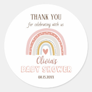Waterverf Boho Rainbow Baby shower Ronde Sticker
