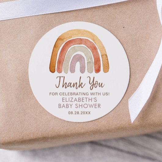 Waterverf Boho Rainbow Baby shower Ronde Sticker