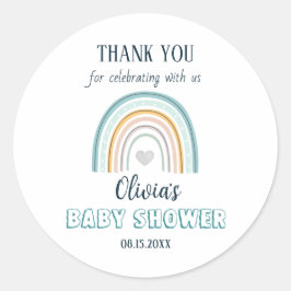 Waterverf Boho Rainbow Baby shower Ronde Sticker
