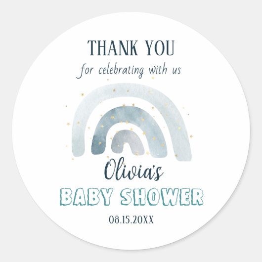 Waterverf Boho Rainbow Baby shower Ronde Sticker (Voorkant)