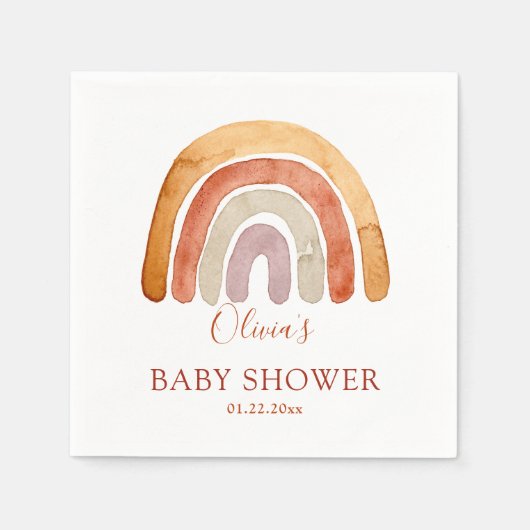 Waterverf Boho Rainbow Baby shower Servet (Voorkant)