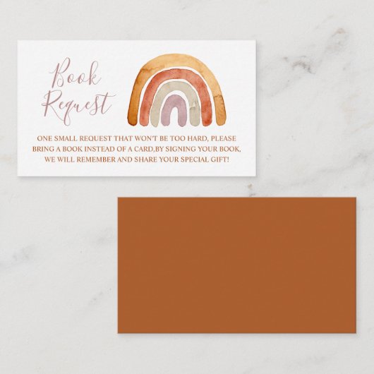 Waterverf Boho Rainbow Baby shower Verzoek om  Informatiekaartje (Voorkant / Achterkant)