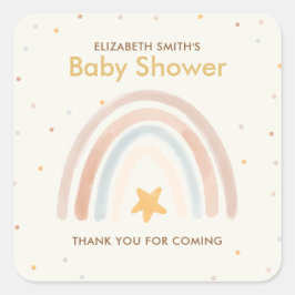Waterverf Boho Rainbow Baby shower Vierkante Sticker