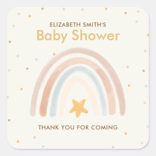 Waterverf Boho Rainbow Baby shower Vierkante Sticker