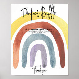 Waterverf Boho Rainbow Diaper Raffle game Poster
