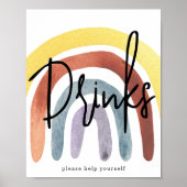 Waterverf Boho Rainbow Drink Poster (Voorkant)