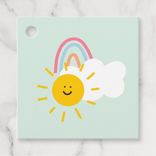 Waterverf Boho Rainbow en Sun Bedankjes Labels (Voorkant)