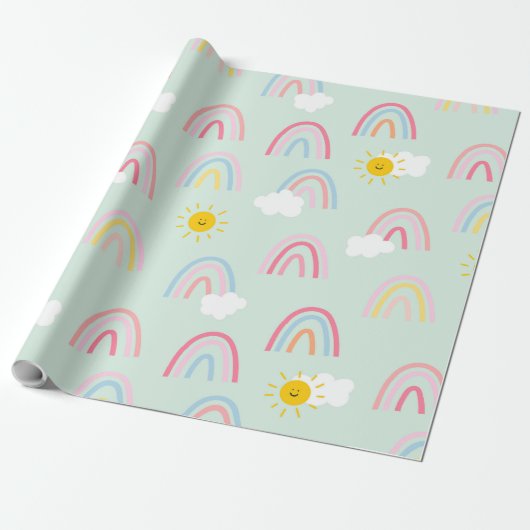 Waterverf Boho Rainbow en Sun Cadeaupapier (Uitgerold)