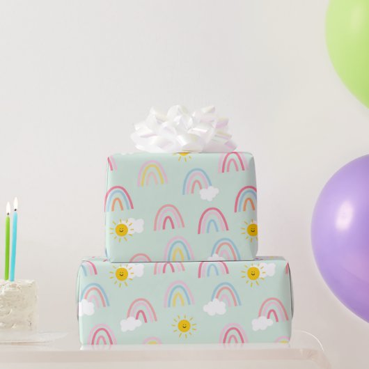 Waterverf Boho Rainbow en Sun Cadeaupapier (Feestgeschenken)