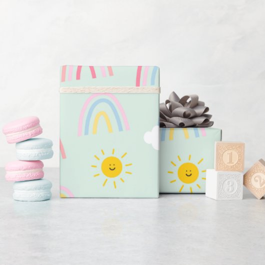 Waterverf Boho Rainbow en Sun Cadeaupapier (Baby Shower)