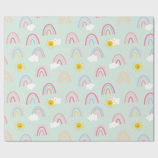 Waterverf Boho Rainbow en Sun Cadeaupapier (Vlak)
