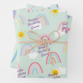 Waterverf Boho Rainbow en Sun Inpakpapier Vel (In situ)