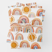 Waterverf Boho Rainbow en Sun Inpakpapier Vel (In situ)