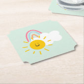 Waterverf Boho Rainbow en Sun Kartonnen Onderzetters (Gekanteld)