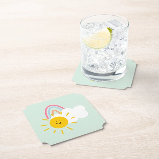 Waterverf Boho Rainbow en Sun Kartonnen Onderzetters (Insitu)