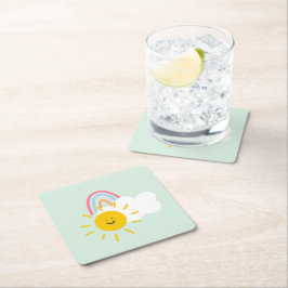 Waterverf Boho Rainbow en Sun Kartonnen Onderzetters