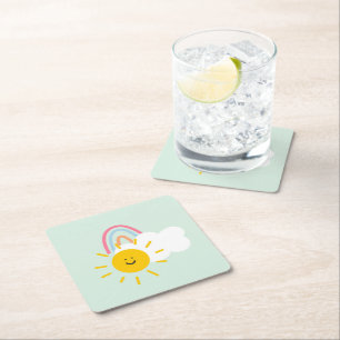 Waterverf Boho Rainbow en Sun Kartonnen Onderzetters