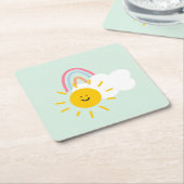 Waterverf Boho Rainbow en Sun Kartonnen Onderzetters (Schuin)