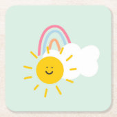 Waterverf Boho Rainbow en Sun Kartonnen Onderzetters (Voorkant)