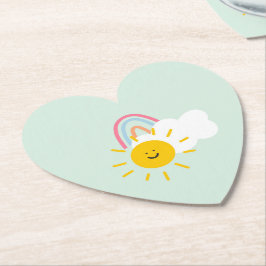Waterverf Boho Rainbow en Sun Kartonnen Onderzetters