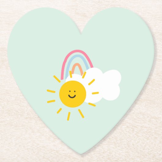 Waterverf Boho Rainbow en Sun Kartonnen Onderzetters (Voorkant)