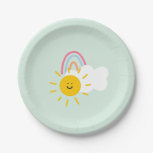 Waterverf Boho Rainbow en Sun Papieren Bordje