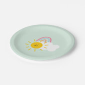 Waterverf Boho Rainbow en Sun Papieren Bordje (Gekanteld)