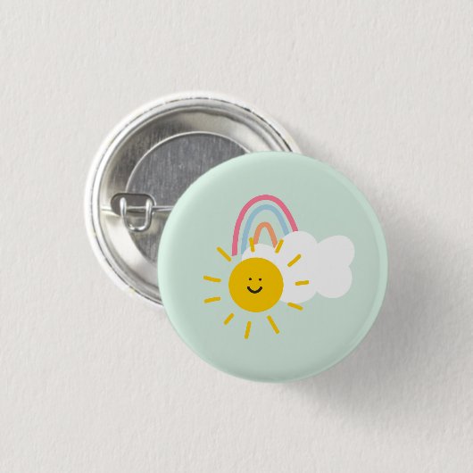 Waterverf Boho Rainbow en Sun Ronde Button 3,2 Cm (Voorkant /achterkant)