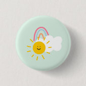 Waterverf Boho Rainbow en Sun Ronde Button 3,2 Cm (Voorkant)