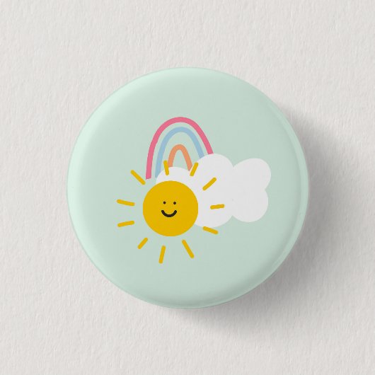 Waterverf Boho Rainbow en Sun Ronde Button 3,2 Cm (Voorkant)