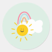 Waterverf Boho Rainbow en Sun Ronde Sticker (Voorkant)