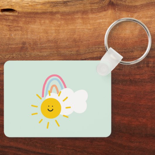 Waterverf Boho Rainbow en Sun Sleutelhanger (Voorkant)