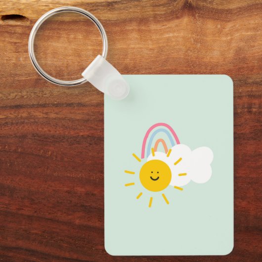 Waterverf Boho Rainbow en Sun Sleutelhanger (Voorkant)