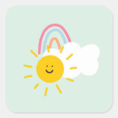Waterverf Boho Rainbow en Sun Vierkante Sticker (Voorkant)