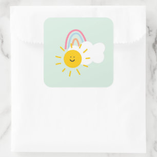 Waterverf Boho Rainbow en Sun Vierkante Sticker