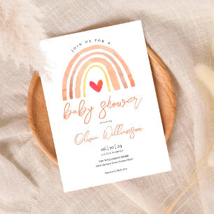 Waterverf Boho Rainbow Heart Baby shower Kaart