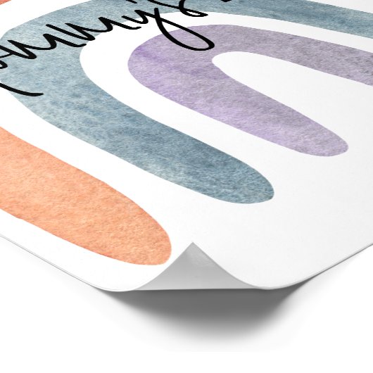 Waterverf Boho Rainbow Hoe groot is mama's buik Poster (Hoek)