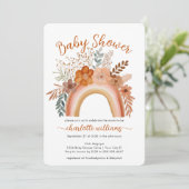 Waterverf Boho Rainbow Terracotta Baby shower Kaart (Staand voorkant)