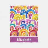 Waterverf Boho Rainbows gepersonaliseerde kinderen Fleece Deken (Voorkant)