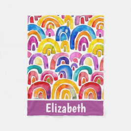 Waterverf Boho Rainbows gepersonaliseerde kinderen Fleece Deken