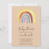 Waterverf Boho regenboog Baby Borrel Kaart (Voorkant)