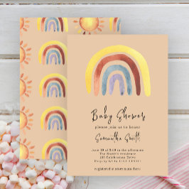 Waterverf Boho regenboog Baby Borrel Kaart