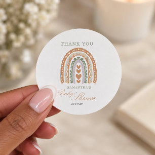 Waterverf Boho Regenboog baby shower Ronde Sticker