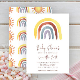 Waterverf Boho regenboog baby shower uitnodiging