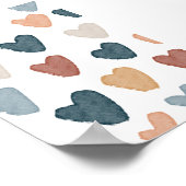 Waterverf Boho regenboog harten poster (Hoek)