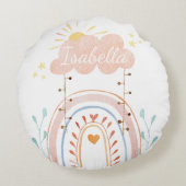 Waterverf Boho Regenboog Kinderkamer Rond Kussen (Achterkant)