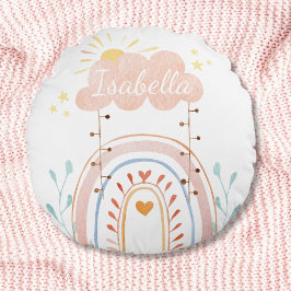 Waterverf Boho Regenboog Kinderkamer Rond Kussen