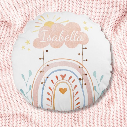 Waterverf Boho Regenboog Kinderkamer Rond Kussen