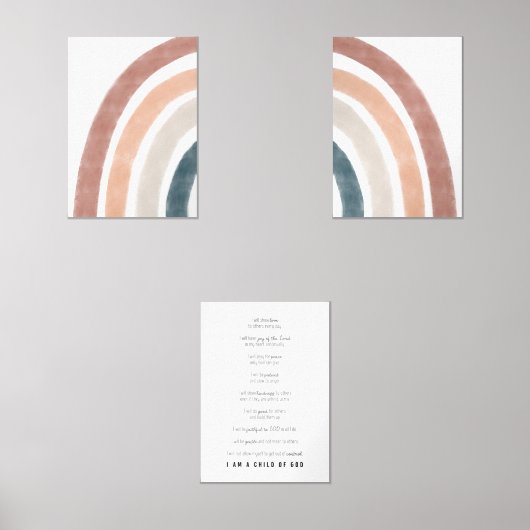 Waterverf Boho regenboog set van 3 Bijbel Verse Pr (Voorkant)